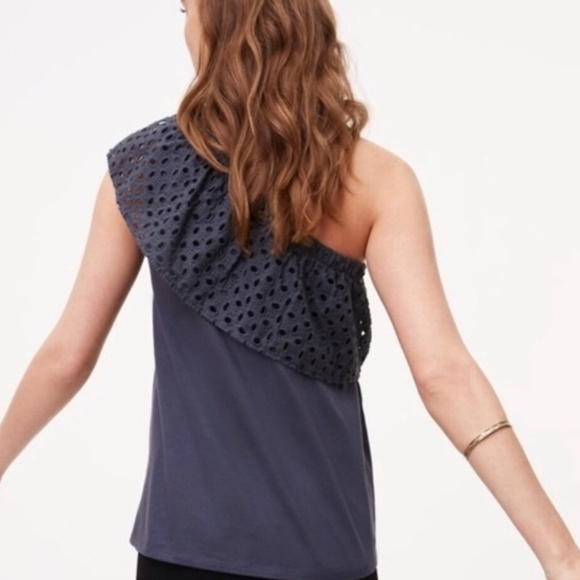 LOFT One Shoulder Eyelet Top - Picture 2 of 5